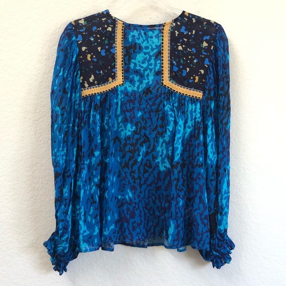 Anthropologie Miranda Peasant Blouse Blue Size Small NWT - Picture 3 of 6